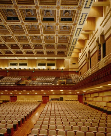View of seating inside Royce Hall.